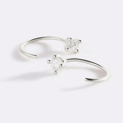 Dainty Moissanite Threader Hoop Earrings