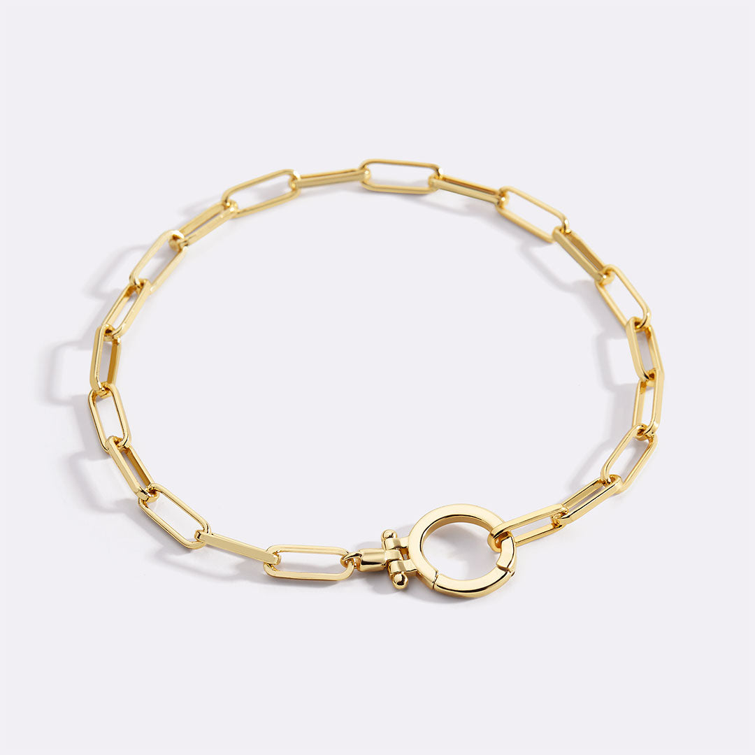 Paperclip Chain Bracelet with Hinge Charm Clasp
