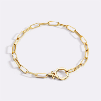 Paperclip Chain Bracelet with Hinge Charm Clasp
