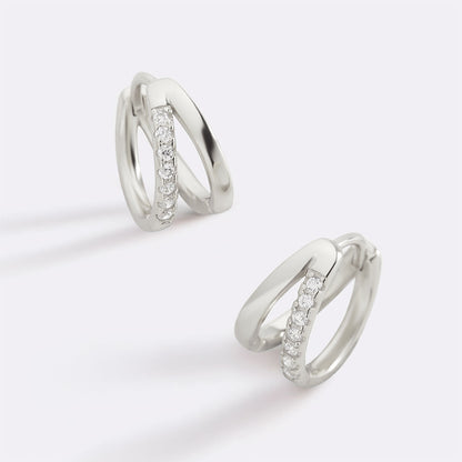 Double Huggie Hoop Earrings