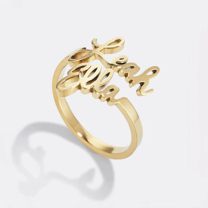Adjustable Double Name Ring
