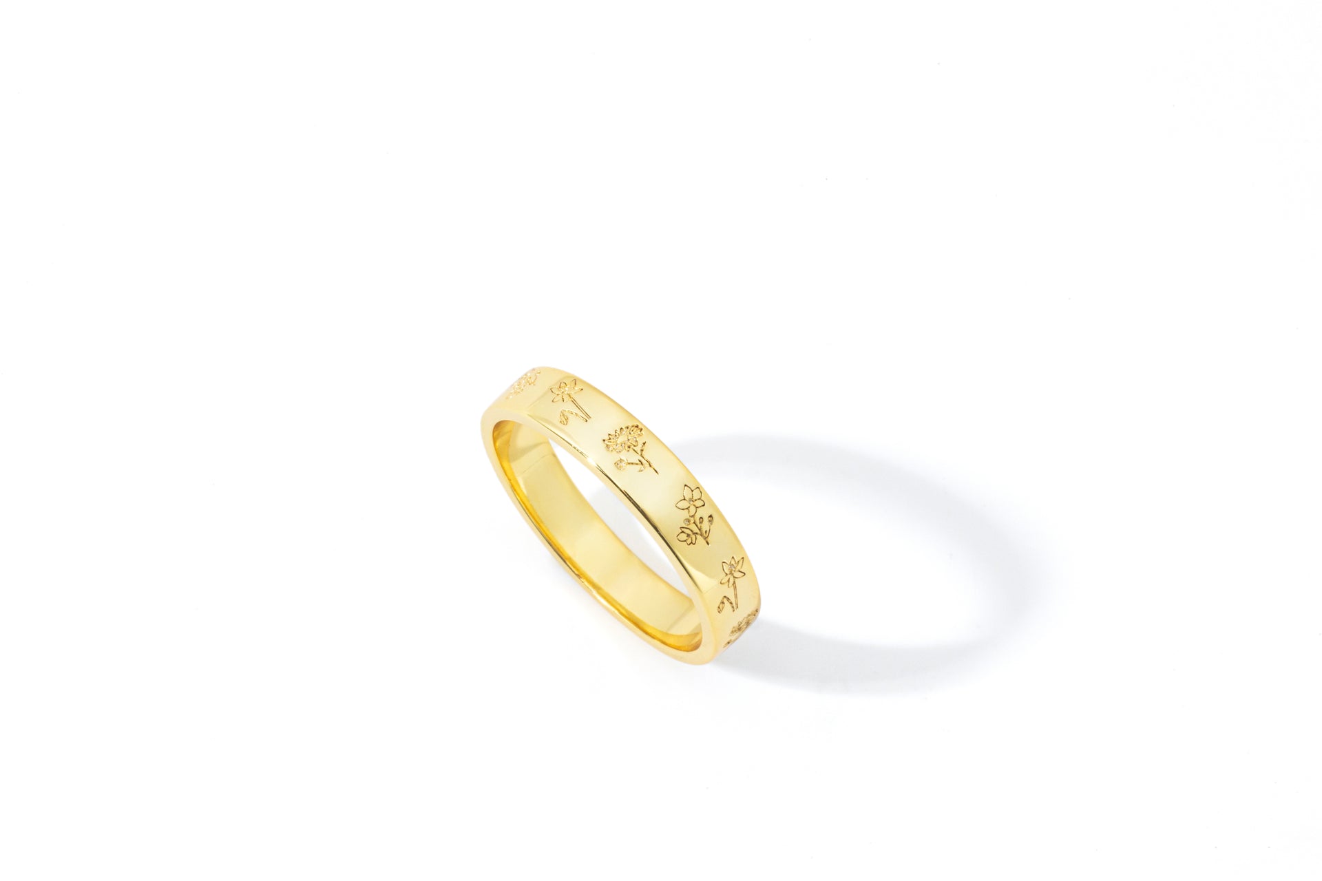 Mini Birth Flower Band Ring