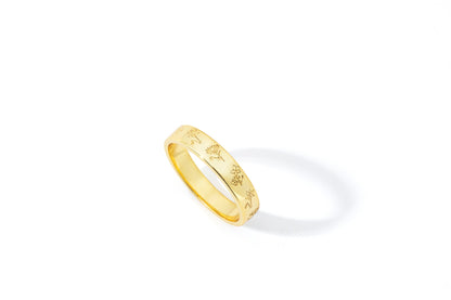 Mini Birth Flower Band Ring