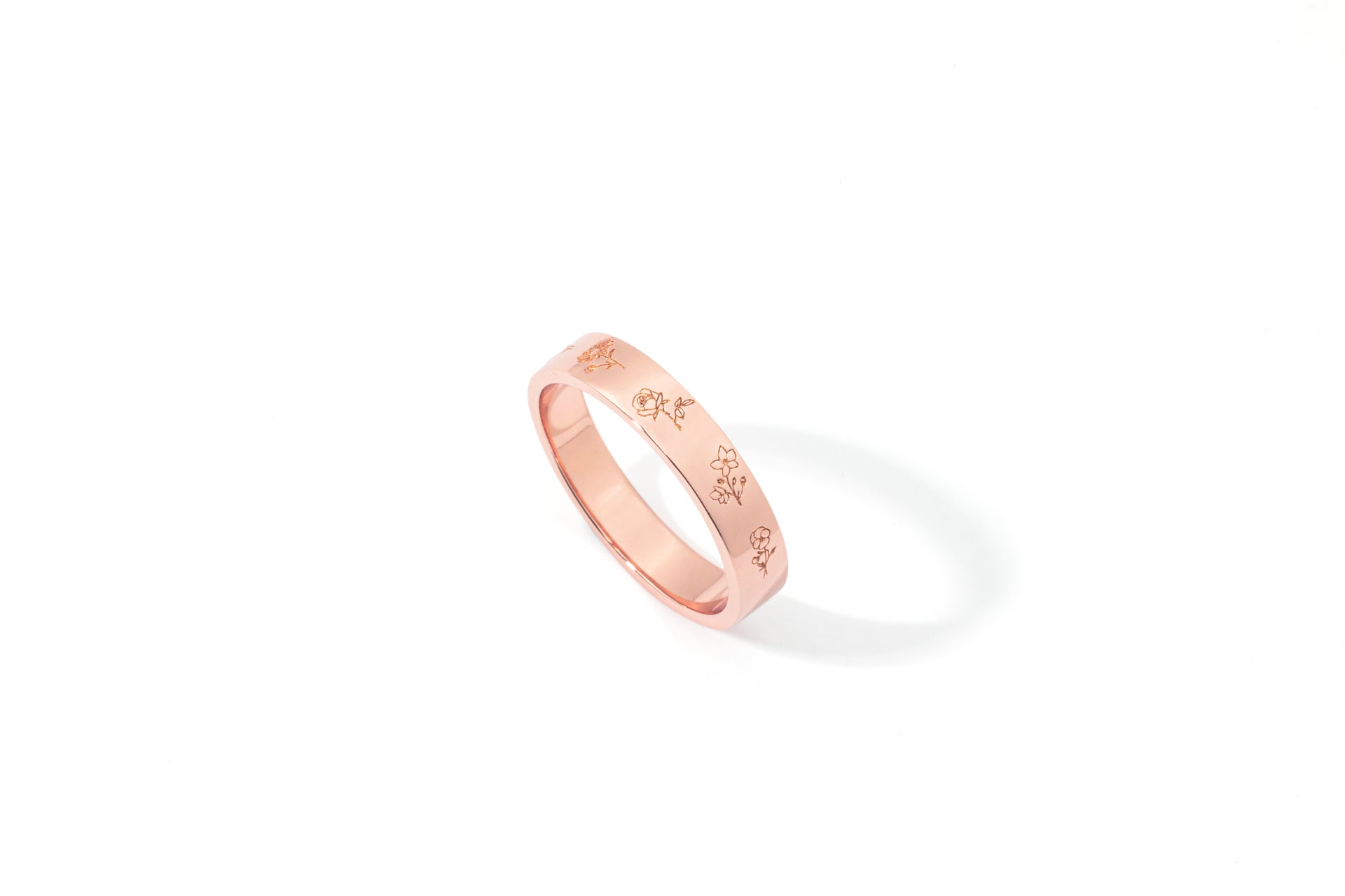 Mini Birth Flower Band Ring