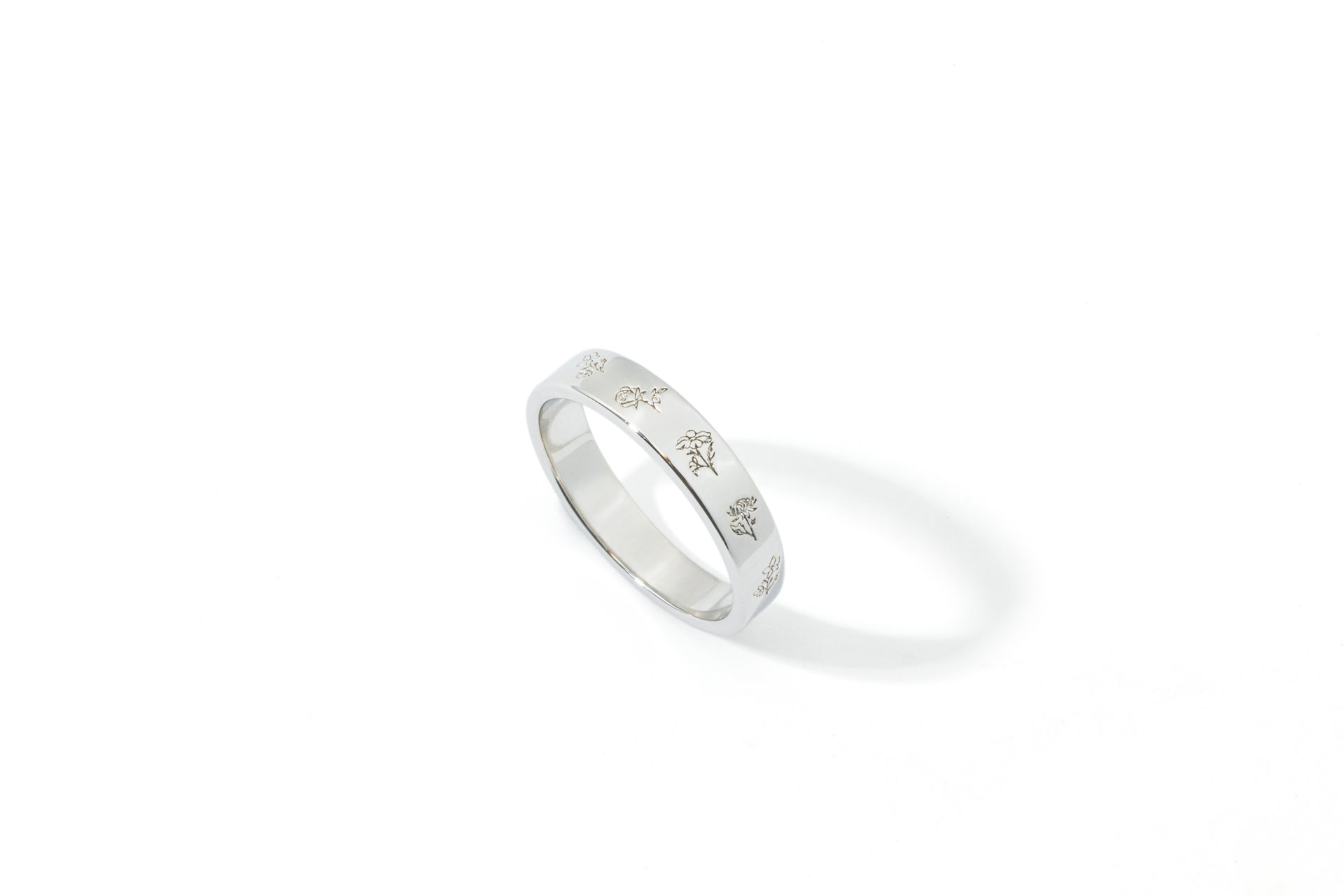 Mini Birth Flower Band Ring
