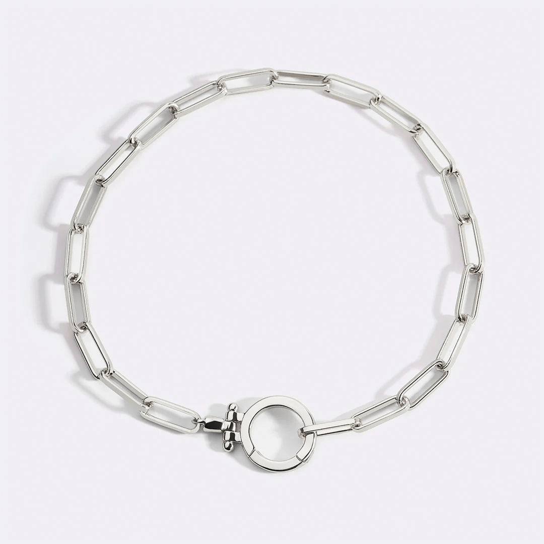 Paperclip Chain Bracelet with Hinge Charm Clasp