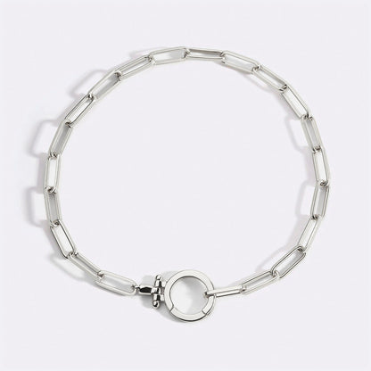 Paperclip Chain Bracelet with Hinge Charm Clasp