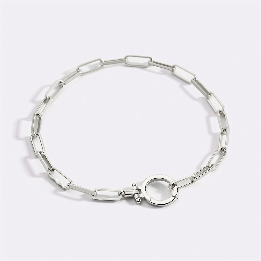 Paperclip Chain Bracelet with Hinge Charm Clasp
