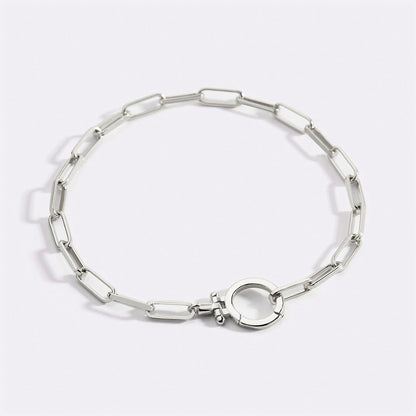 Paperclip Chain Bracelet with Hinge Charm Clasp