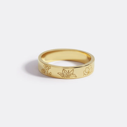 Personalized Stamped Flower Ring