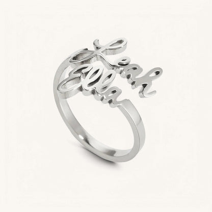 Adjustable Double Name Ring