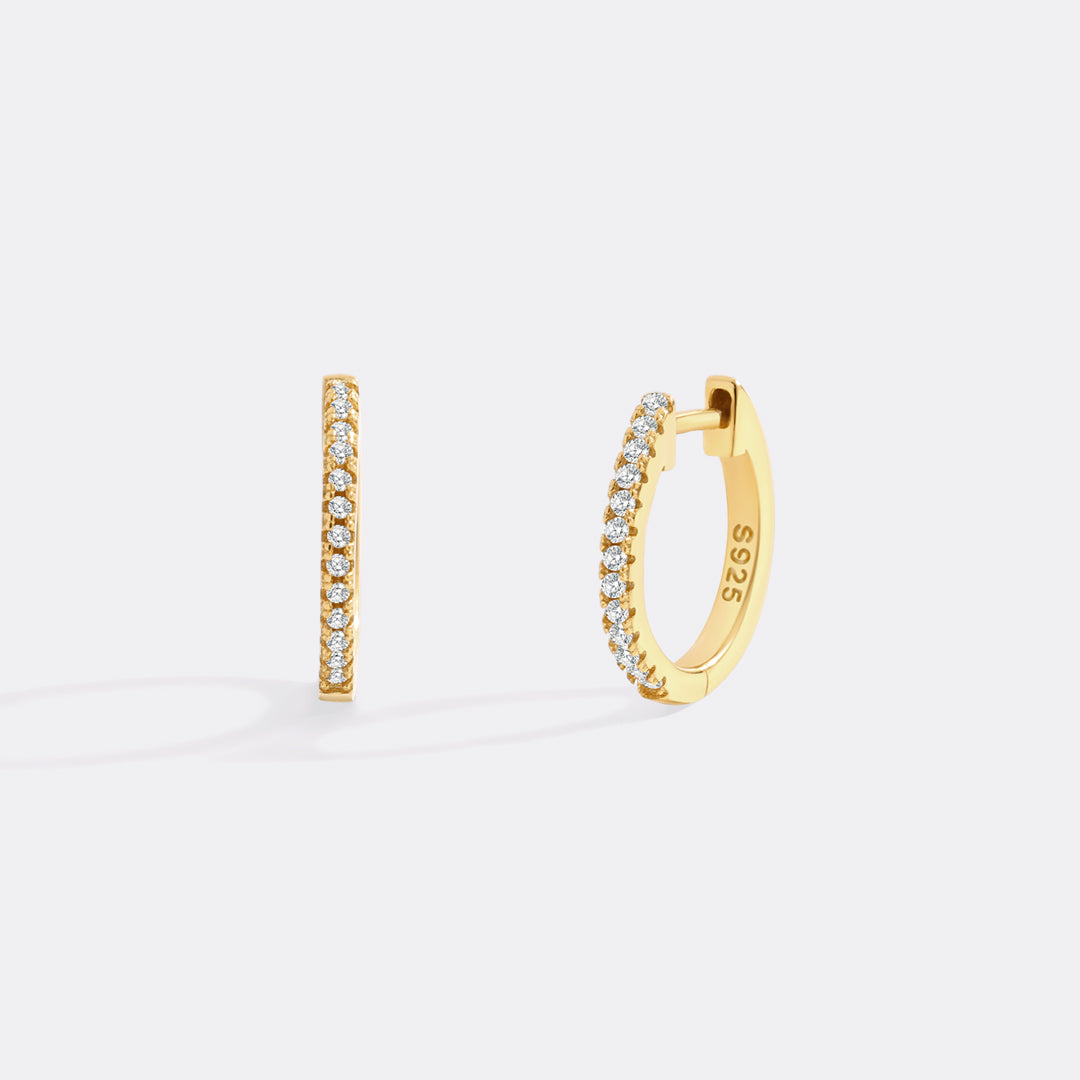 Small Dainty PavĂ© Huggie Hoop Earrings