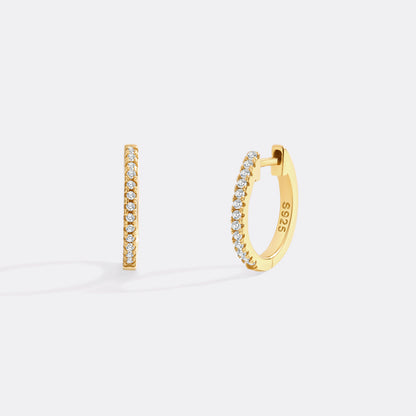 Small Dainty PavĂ© Huggie Hoop Earrings
