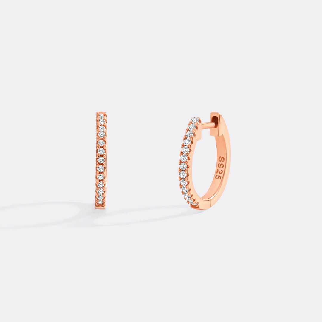 Small Dainty PavĂ© Huggie Hoop Earrings