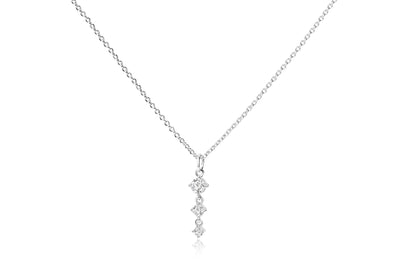 Three Stone Drop Pendant Necklace