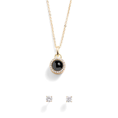 Personalized PavĂ© Circle Photo Necklace and Earring Gift Set