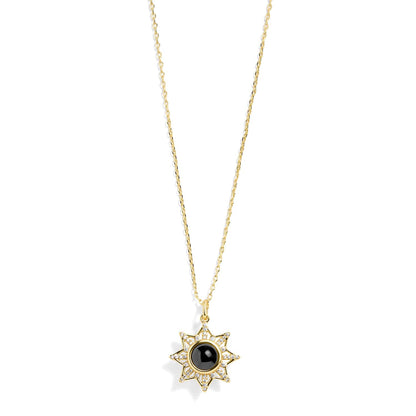 Personalized PavĂ© Sun Photo Necklace