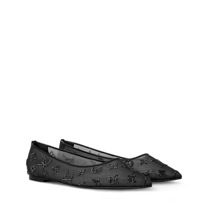 Women's Gala Flat Ballerina Black Mesh/Strass 1AIDR8