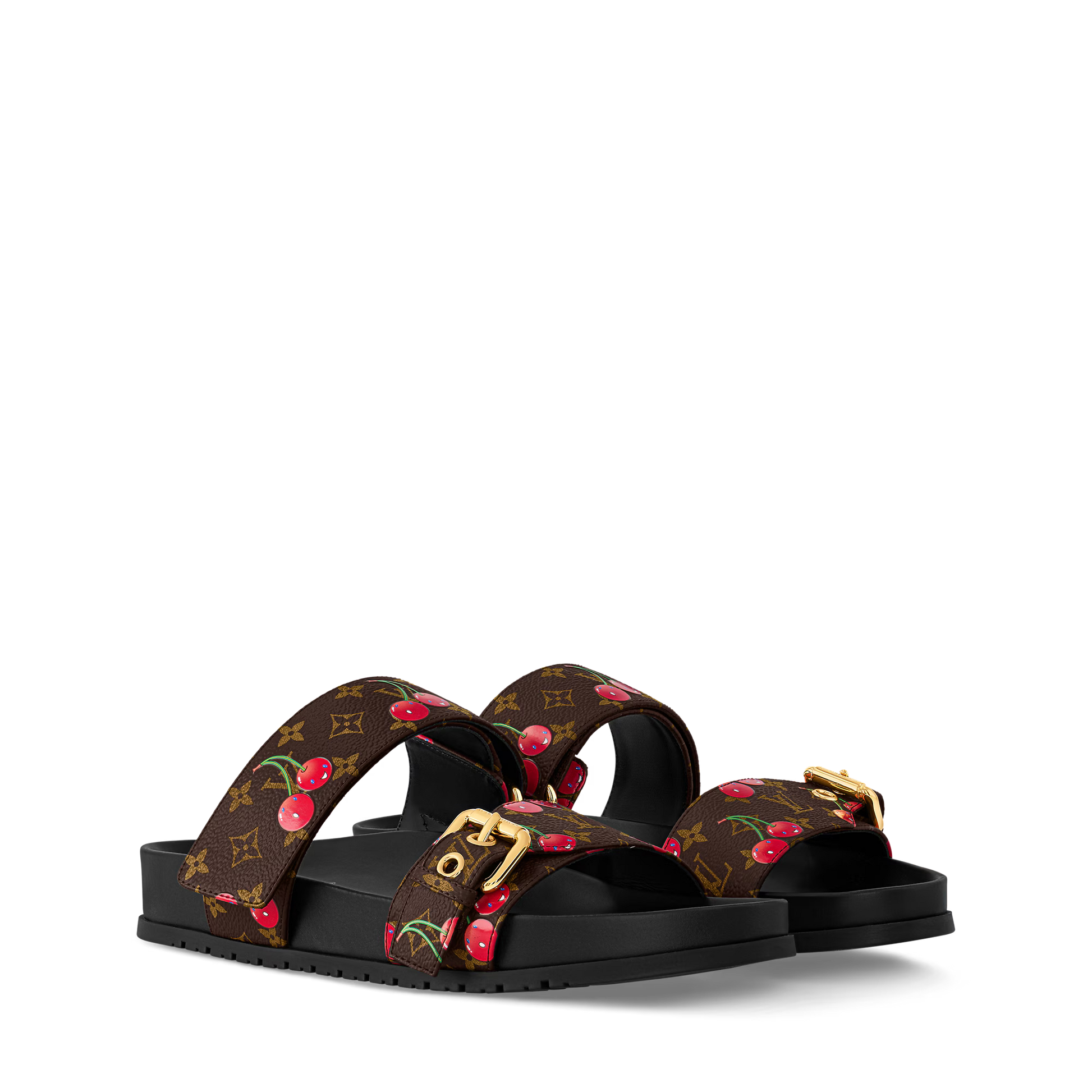 Women's Bom Dia Flat Comfort Mule Brown Monogram Cherry 1AHM03