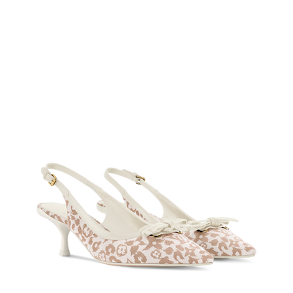 Women's 6AM Slingback Pump Brown Monogram Leopard Canvas 1AJL09