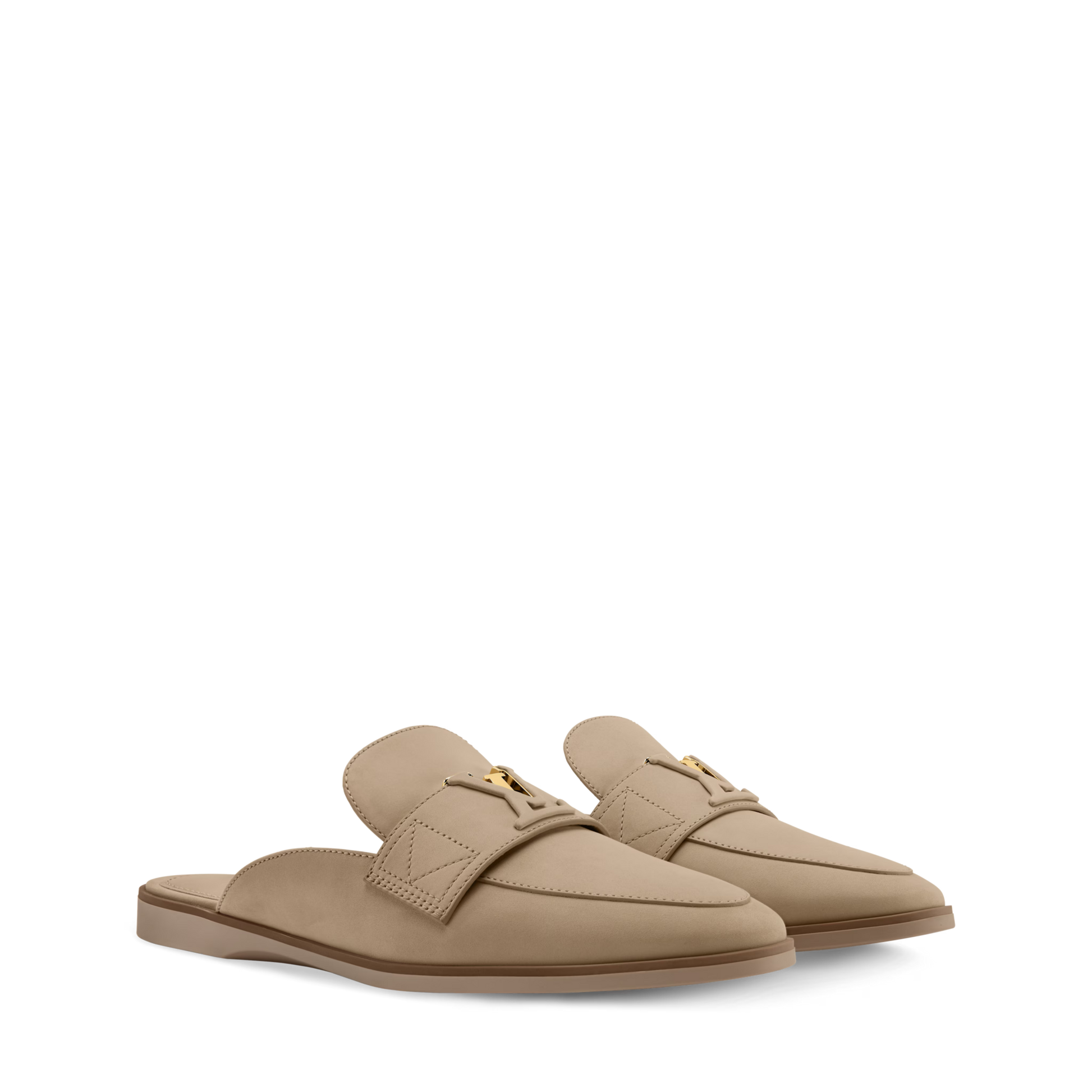 Women's LV Mare Flex Open Back Loafer Beige Nubuck Calf Leather 1AIGO4