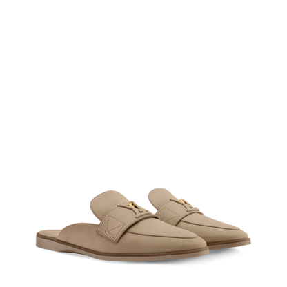 Women's LV Mare Flex Open Back Loafer Beige Nubuck Calf Leather 1AIGO4