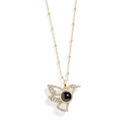 Personalized PavĂ© Bird Photo Necklace