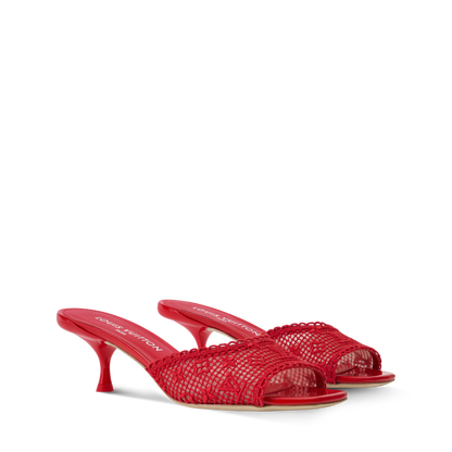 Women's 6 AM Embroidered Monogram Kitten-Heel Mule 1AK219