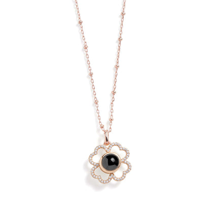 Personalized PavĂ© Clover Photo Necklace