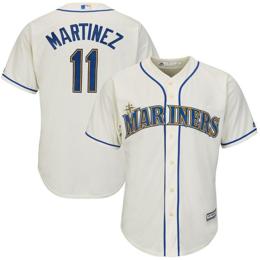 Men's Seattle Mariners Edgar Martinez Majestic Alternate Cream Official Cool Base Replica Player Jersey