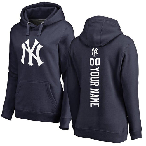 Women's New York Yankees Navy Personalized Backer Pullover Hoodie