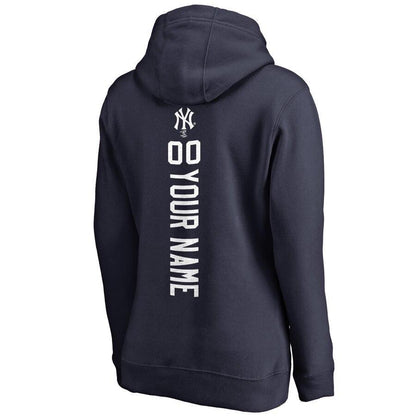 Women's New York Yankees Navy Personalized Backer Pullover Hoodie