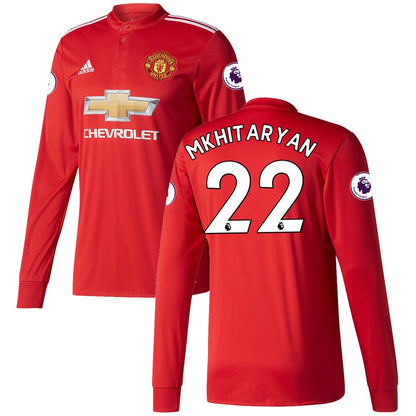 Henrikh Mkhitaryan Manchester United adidas 2017/18 Home Replica Patch Long Sleeve Jersey - Red