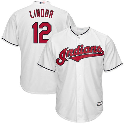 Lindor 12 Cleveland Indians Youth White Home Replica Player Jersey