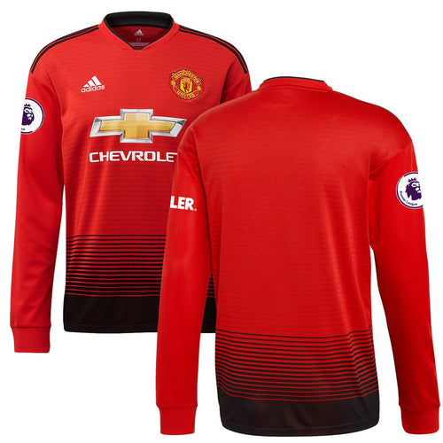 Manchester United adidas 2018/19 Home Replica Patch Long Sleeve Jersey – Red