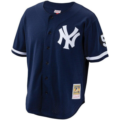 Men's New York Yankees Mariano Rivera Mitchell & Ness Navy Cooperstown Collection Mesh Batting Practice Button-Up Jersey