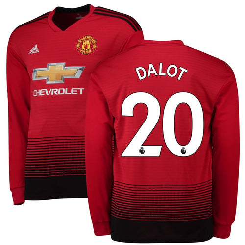 Diogo Dalot Manchester United adidas 18/19 Home Long Sleeve Jersey – Red