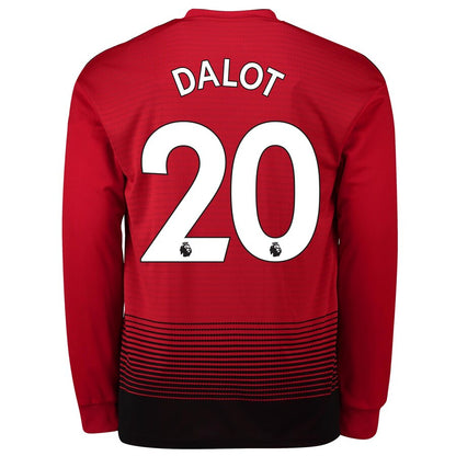 Diogo Dalot Manchester United adidas 18/19 Home Long Sleeve Jersey – Red