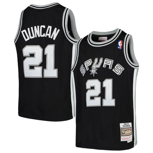 Tim Duncan San Antonio Spurs Youth Swingman Throwback Jersey – Black