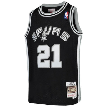 Tim Duncan San Antonio Spurs Youth Swingman Throwback Jersey – Black