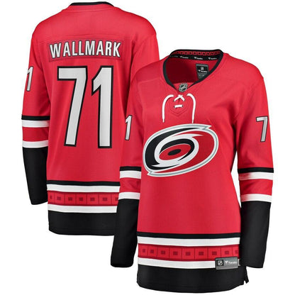 Lucas Wallmark Carolina Hurricanes  Branded Women's Home Breakaway Player Jersey – Red