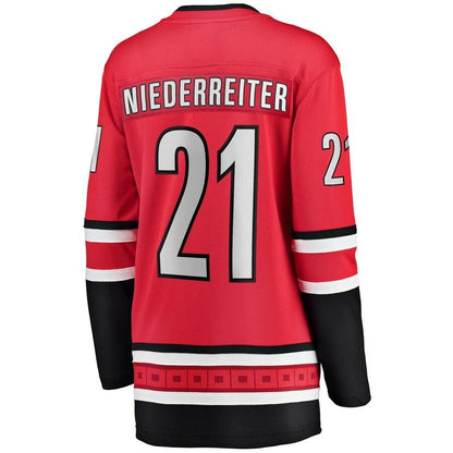 Nino Niederreiter Carolina Hurricanes Branded Women's Home Breakaway Player Jersey – Red