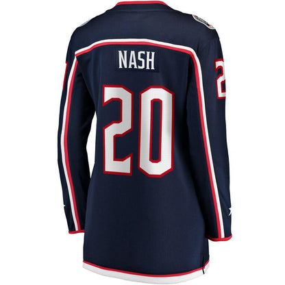 Riley Nash 20 Columbus Blue Jackets Women's Navy Home Breakaway Player Jersey