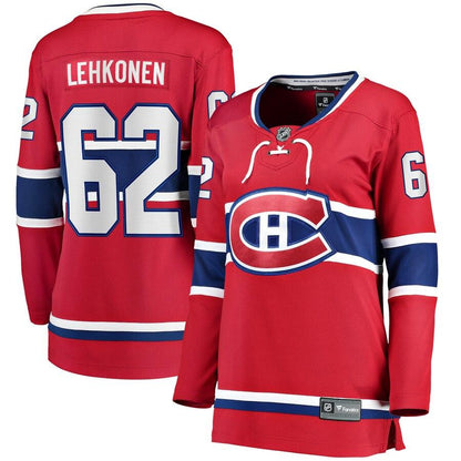 Artturi Lehkonen 62 Montreal Canadiens Women's Red Home Breakaway Player Jersey