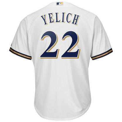 Christian Yelich 22 Milwaukee Brewers White Home Hispanic Heritage Cool Base Player Jersey