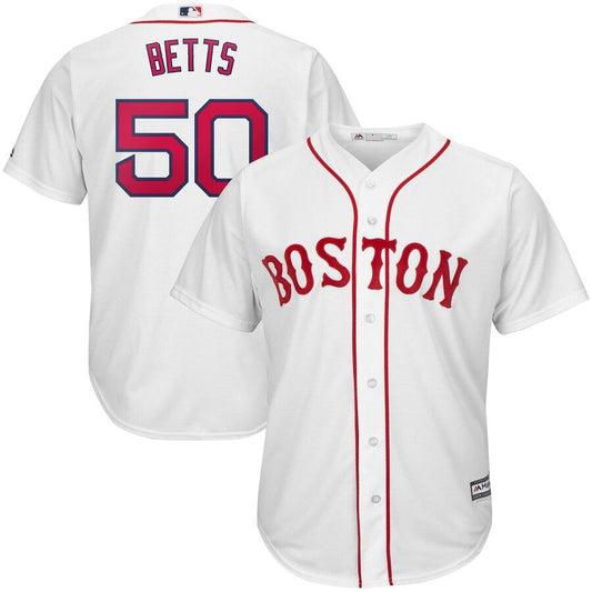 Mookie Betts 50 Boston Red Sox White Home Official Cool Base Player Jersey