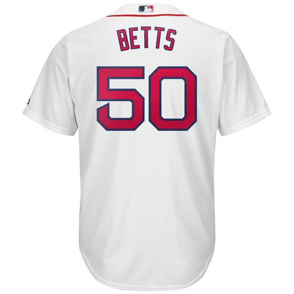 Mookie Betts 50 Boston Red Sox White Home Official Cool Base Player Jersey