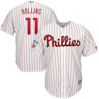 Jimmy Rollins 11 Philadelphia Phillies White/Red Home Retirement Cool Base Player Jersey