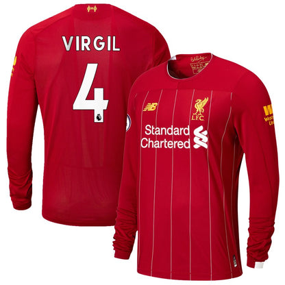 Virgil Van Dijk Liverpool New Balance Youth 2019/20 Home Replica Player Long Sleeve Jersey – Red