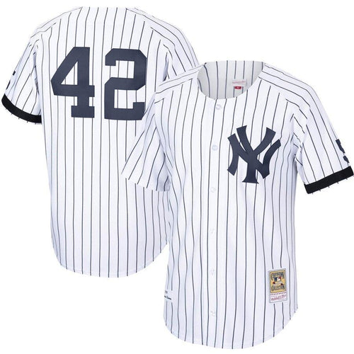 Men's New York Yankees Mariano Rivera Mitchell & Ness White/Navy Home 1999 Cooperstown Collection Jersey
